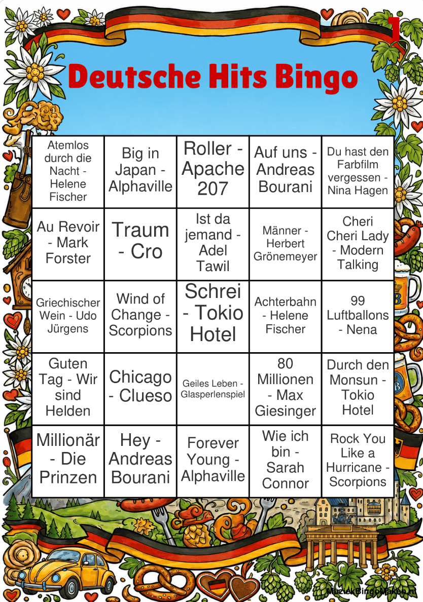 Deutsche Hits Bingo