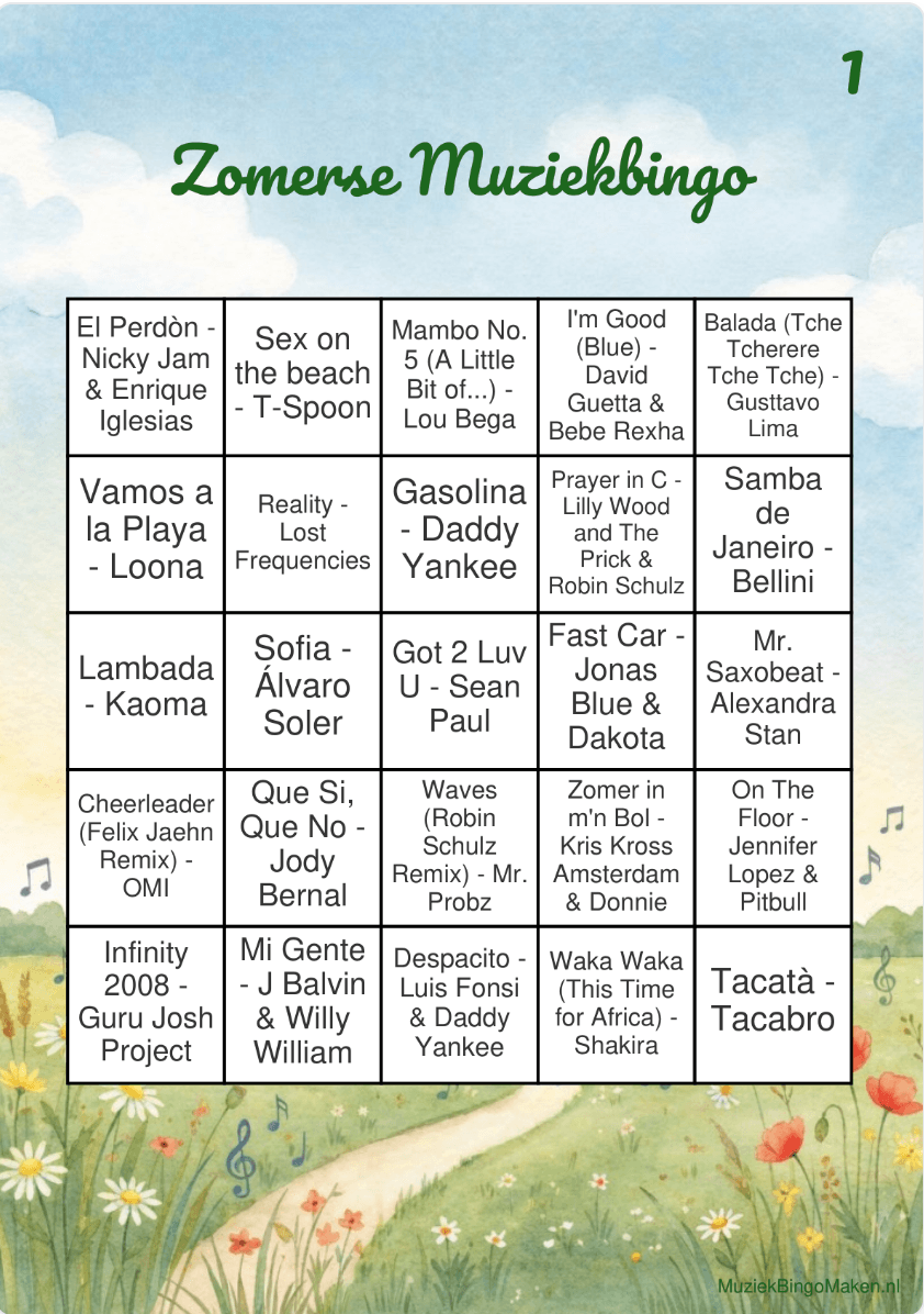 Zomerse Muziekbingo